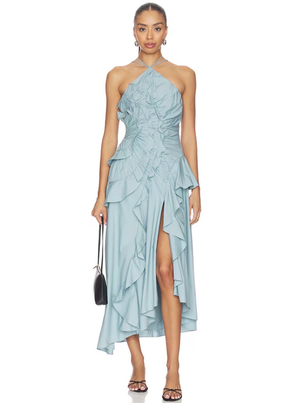 AMUR Ottavia Ruffle Dress
Cumulus Light Blue Ruffle Halter Maxi Dress size 4 - Picture 12 of 17